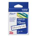 BROTHER TZE135 12mm WHITE ON CLEAR - TZE135_48h