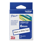 BROTHER TZE211 BK/WHITE 6MM - TZE211_48h