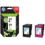 HP 301 Combo 2-Pack Ink Jet Cartridge Standard Capacity (Black+Color) - N9J72AE